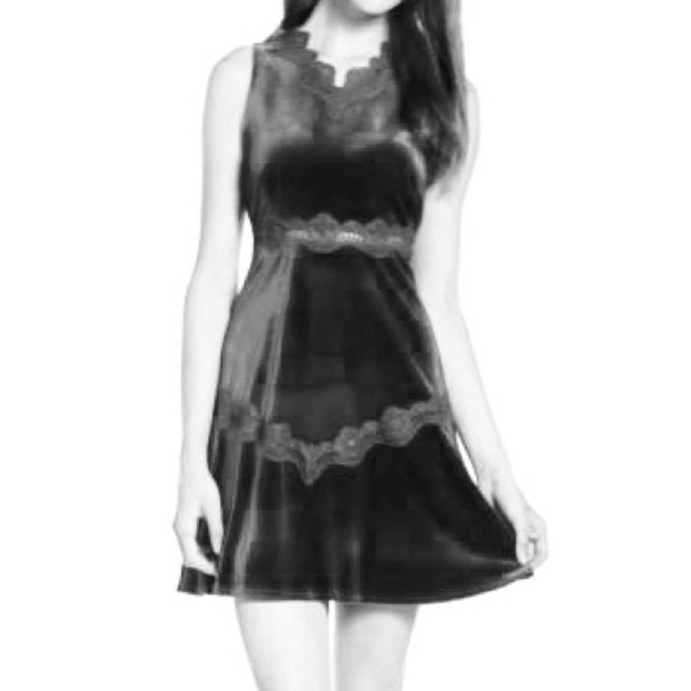Foxiedox Velvet Dress With Lace Inserts